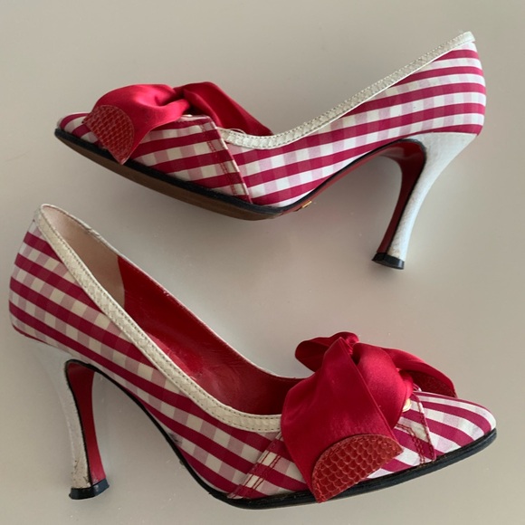 Dolce & Gabbana Shoes - DOLCE & GABBANA Shoes Red Checkered with Bow size 37
